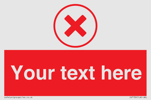 Custom red background, red cross in circle sign